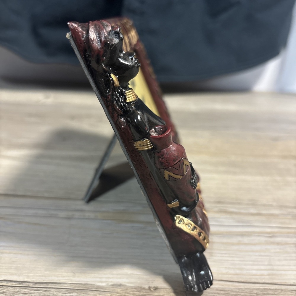 Vintage 3D blackamoor style picture frame 3.5 x 5 red Gold topless Unique - Picture 5 of 9